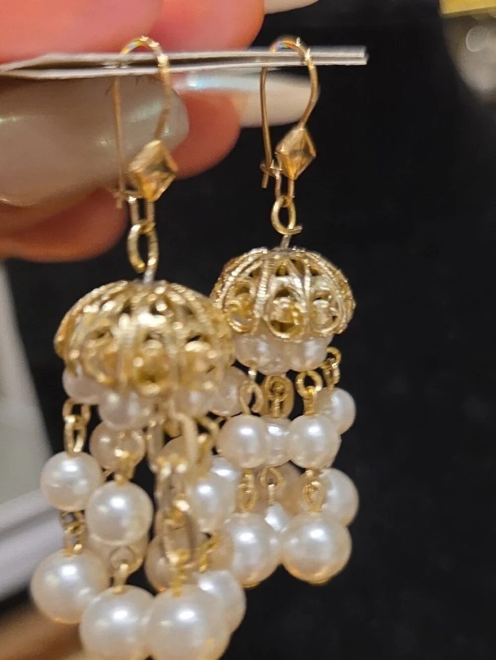 Sarah Coventry Gold-Tone Pearl Tassel Earrings